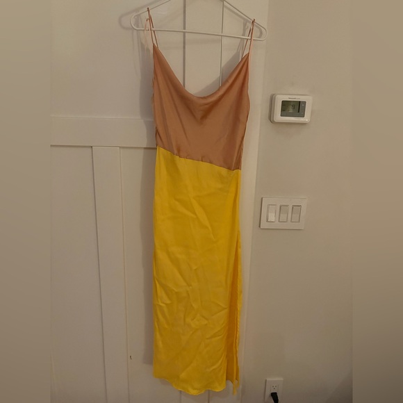 Zara Dresses & Skirts - Zara Spaghetti Strap Dress in Yellow and Tan